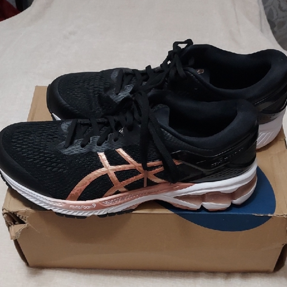 ASICS Women's Black and Copper Athletic Shoes